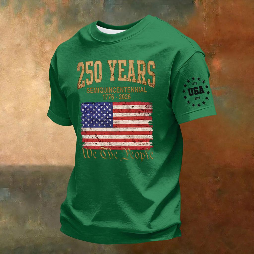 Men's Short Sleeve Crew Neck T-Shirt 250th Anniversary Independence Day Print Casual Comfortable Fit Summer Wear