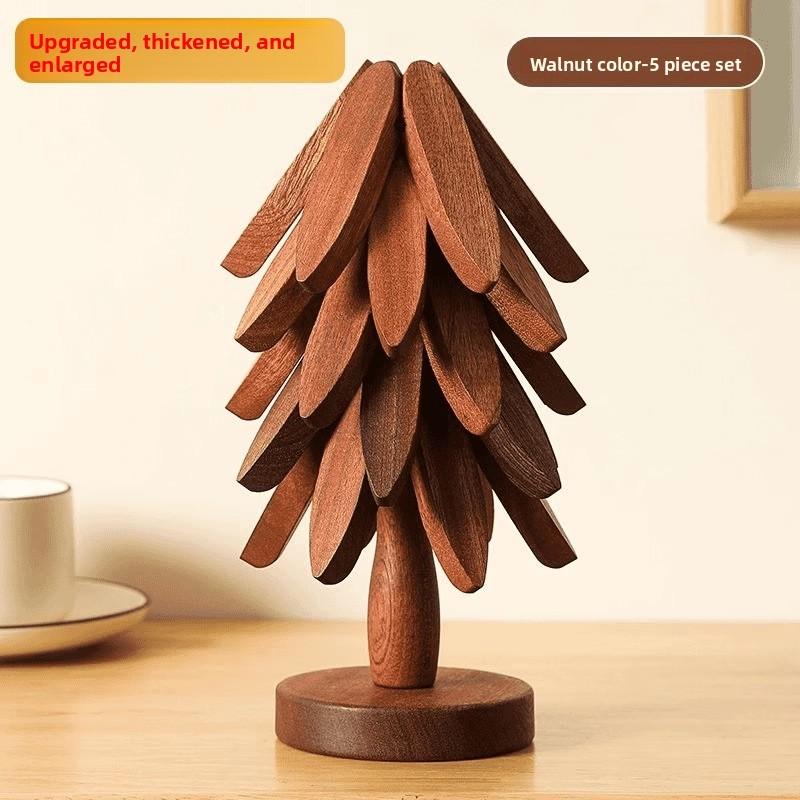 Wooden Tree Heat Insulation Coaster With Cartoon Design For Dining Table Decor