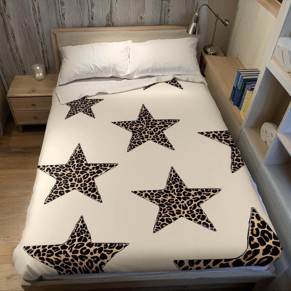 Leopardenmuster Sterne Flanelldecke Warm Weich Halloween Weihnachten Sofa Warm Gemütlich Dekoratives Dekor Geschenk für Alle Jahreszeiten