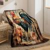 Vintage Rooster Floral Blanket Bedroom Blanket for Livingroom Couch Lunch Break Soft Throw for Friend's Festival Gift