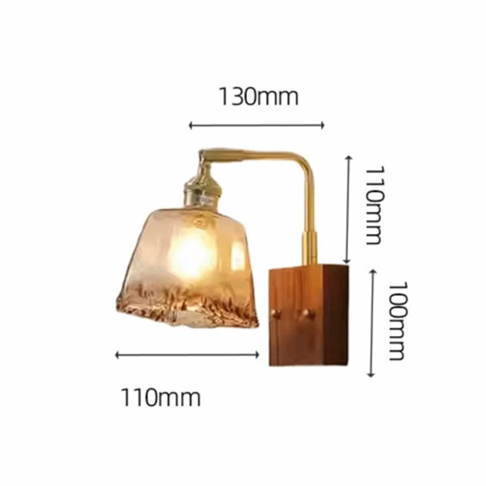Modern Luxury Retro Wooden Wall Lamp Vintage Walnut Nordic Glass Wall Sconce Glass/Ceramic Lampshade Atmosphere Lighting