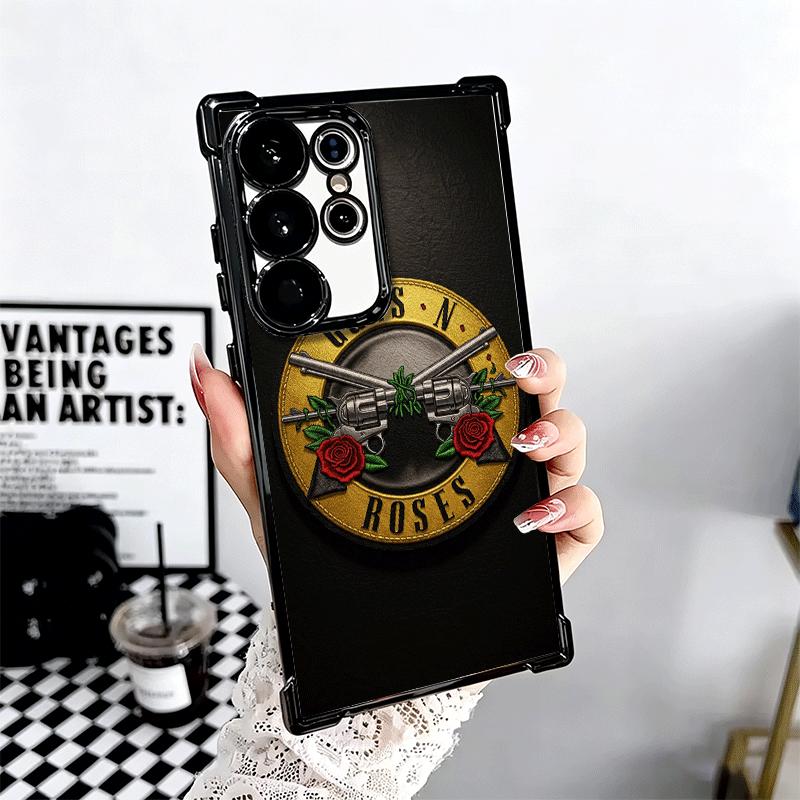 Band G-Guns N R-Roses Plating Phone Case For Samsung Galaxy S24 S25 FE S26 Edge S23 Ultra S22 S21 Plus S20 Anti-Fall Airabag Cov
