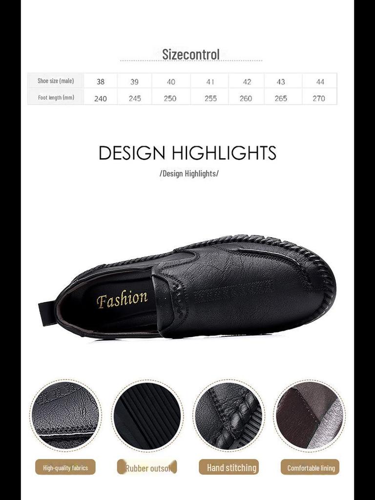 2022 Spring/Autumn Men's Handmade Casual Leather Shoes - Soft Leather, Soft Sole, Perfect for Middle-aged Dads