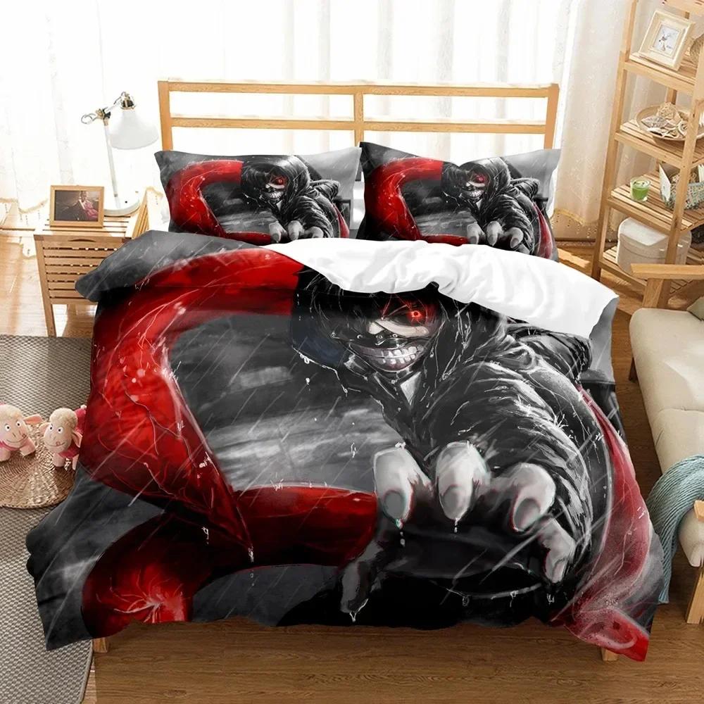 3D Print Anime Tokyo Ghoul Printed Bed Set Duvet Cover Pillowcase Bedding Set Bed Linen Sheet Quilt Cover Full Queen King Size
