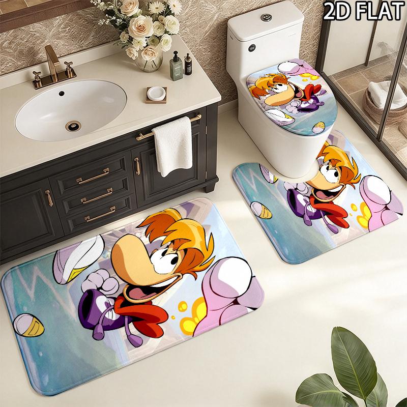 3Pcs Flannel Toilet Mat Set MTSJTrayman Bathroom Rug Bath Carpet Non Slip Home Decor