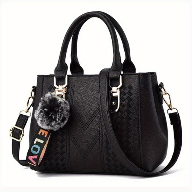 

Embroidery Messenger Bags Women Handbags Bags For Women Sac A Main Ladies Hair Ball Hand Bag 23X14X19cm