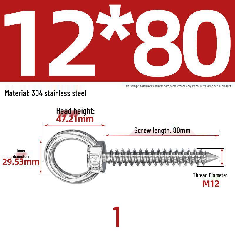 304 Stainless Steel Self-Tapping Eye Bolt with Ring Screw Hook