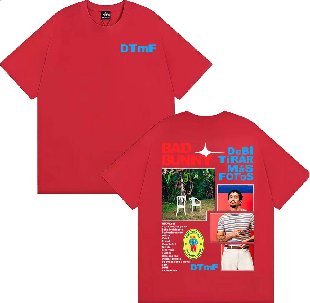 Rapper Bad Bunny Debi Tirar Mas Fotos DTMF Album Cover Merch Tee Shirt Men Women Fashion Vintage Short Sleeve T-shirt Streetwear