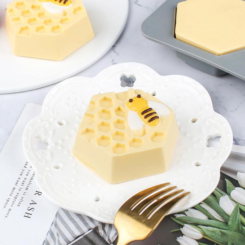 Silicone Hexagonal Bee Soap Mold,6-Cavity 3D Bee Honeycomb Mold,Easy Release Non-Stick Plaster Craft Candle Making Mould