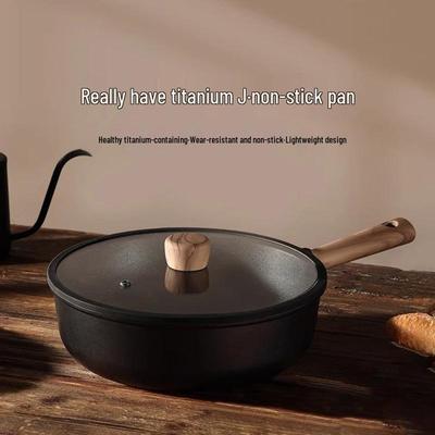 Titanium Non-Stick Frying Pan for Induction and Gas Stoves - Lightweight Flat-Bottom Wok for Stir-Fry Cooking