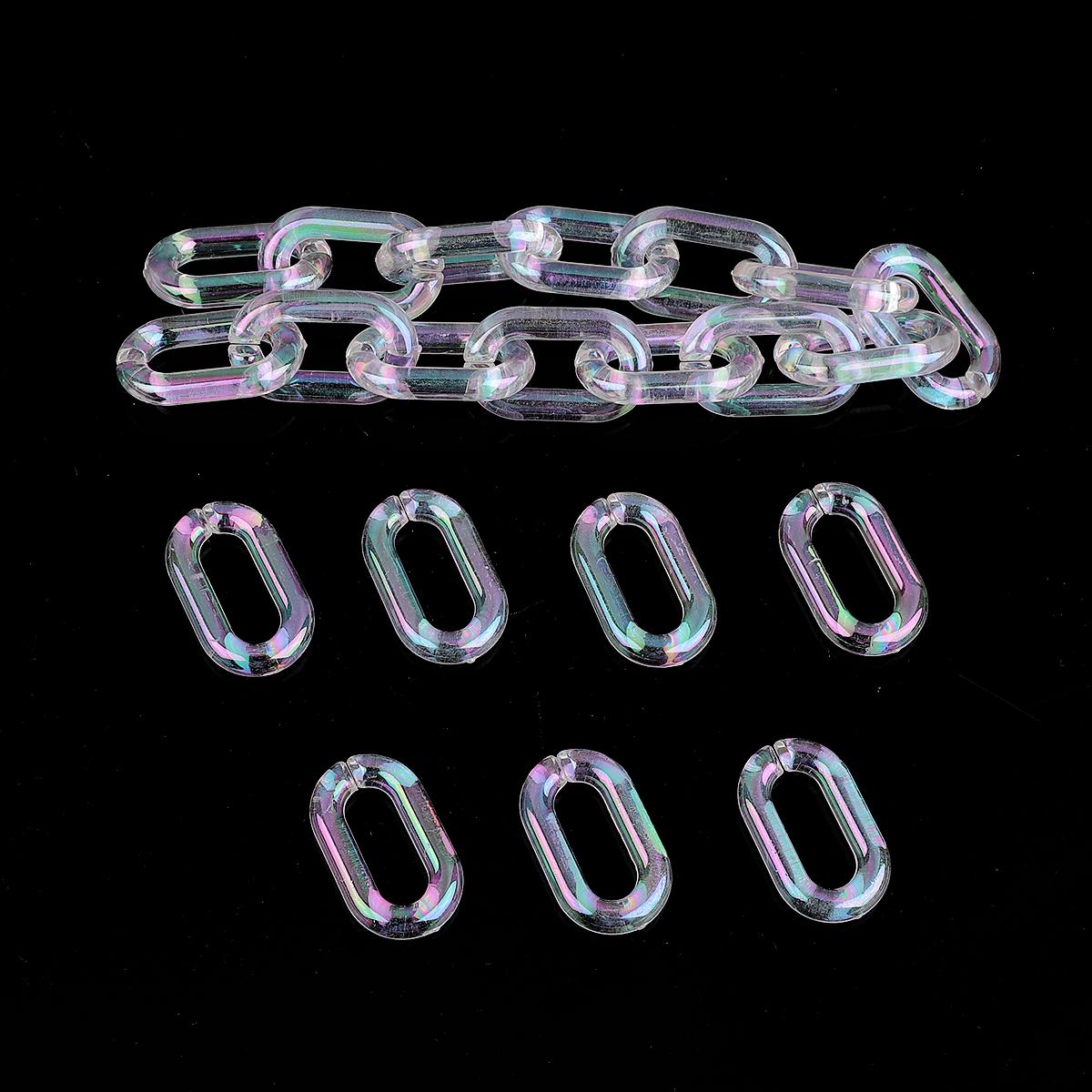 

Акриловые плоские овальные открытые кольцевые бусины, соединительная цепь для изготовления ювелирных изделий 31x18mm 15pcs