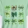 St. Patrick's Day Shamrock Bow Tee, Unisex Short Sleeve Shirt for Greenery Lovers, Casual Wear, Gift for Her, Spring Fashion
