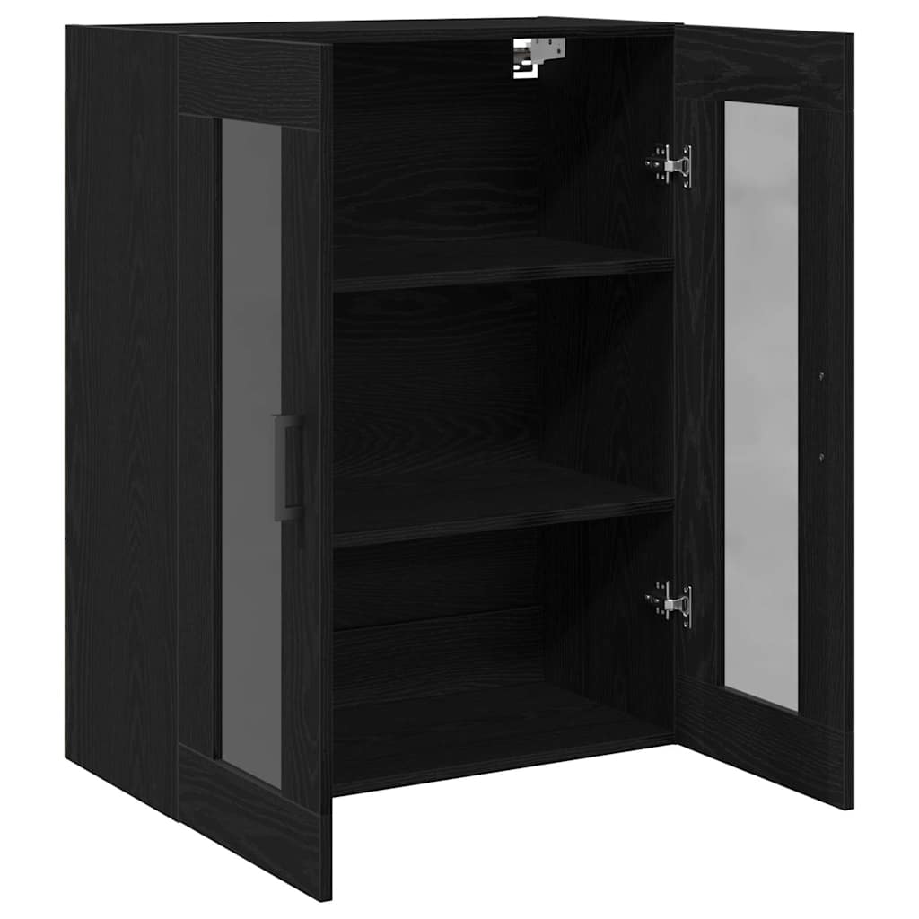 Wall Mounted Cabinet Black Oak Effect 69.5 x 34 x 90 cm