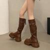 Brown Boots Women's 2025 Autumn and Winter New Thick-soled But Knee-high Knight Boots Maillard Slim Long Boots