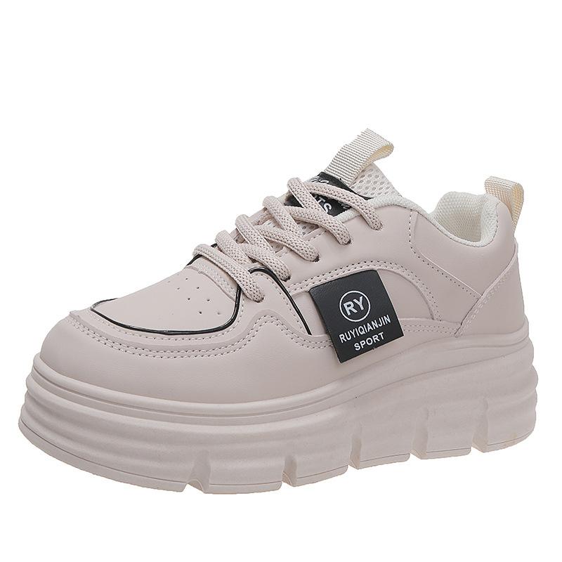 

2025 spring new thick-soled muffin shoes Korean version of versatile Internet celebrity casual shoes color matching women s shoes board shoes 40 чорний