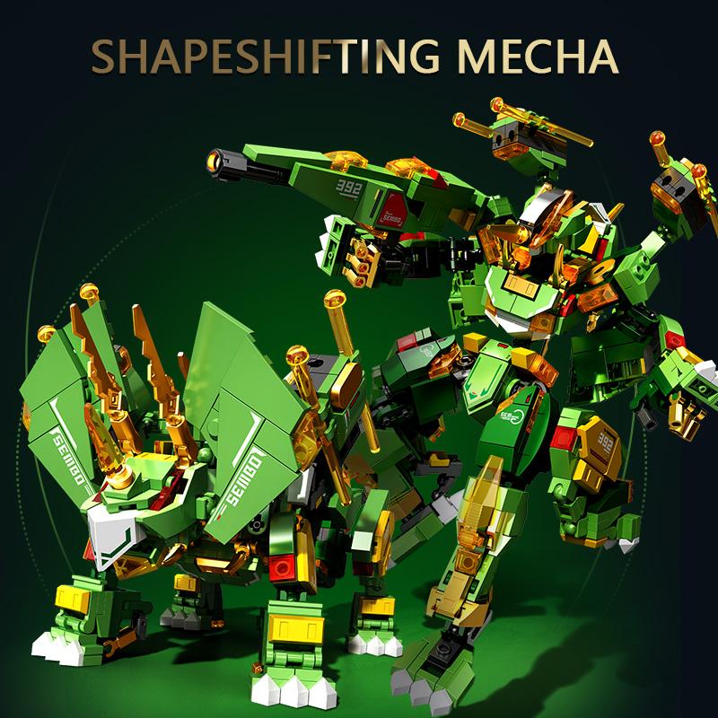 SEMBO BLOCK Dinosaur Transformation Mecha Building Blocks Robot Model Assembly Bricks Decoration Kids Toys Boys Birthday Gifts