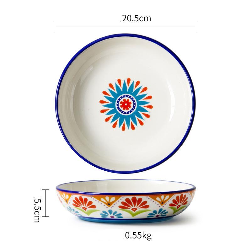Creative Salad Plates,Soup Plates,Hand-Painted Ceramic tableware,Pasta Bowl Serve Porcelain Dishes Large 8inch