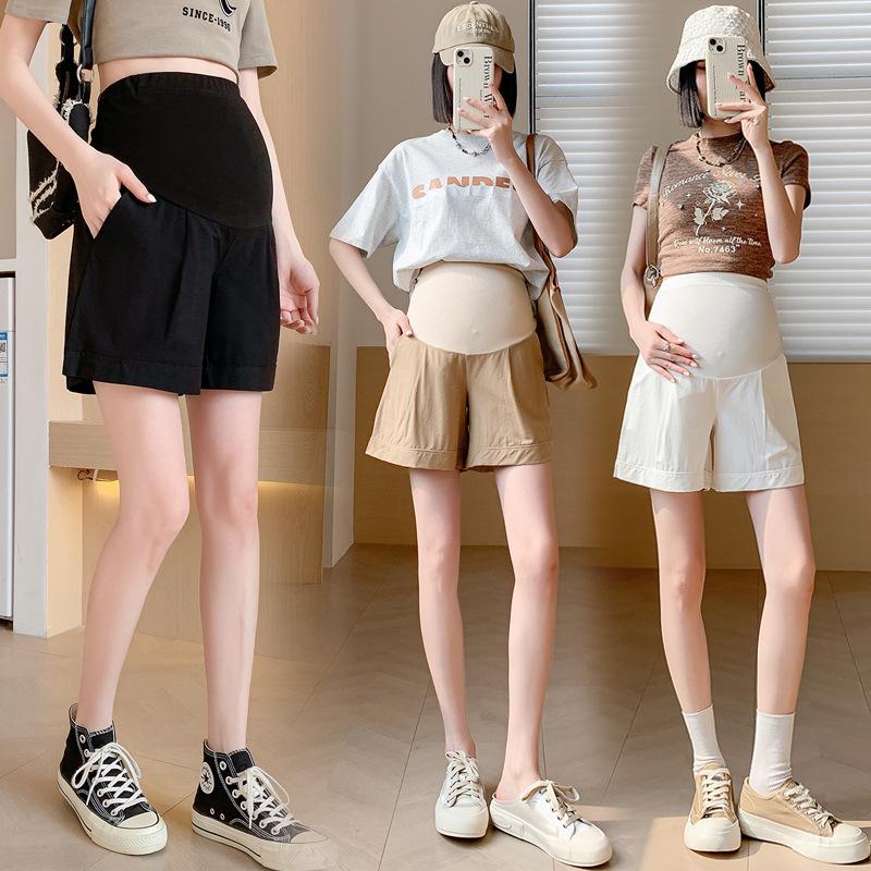 2026 Korean Style Elastic High Waist Maternity Shorts - Summer Lightweight, Loose Fit, Tummy Support, Wide Leg Design 2XL