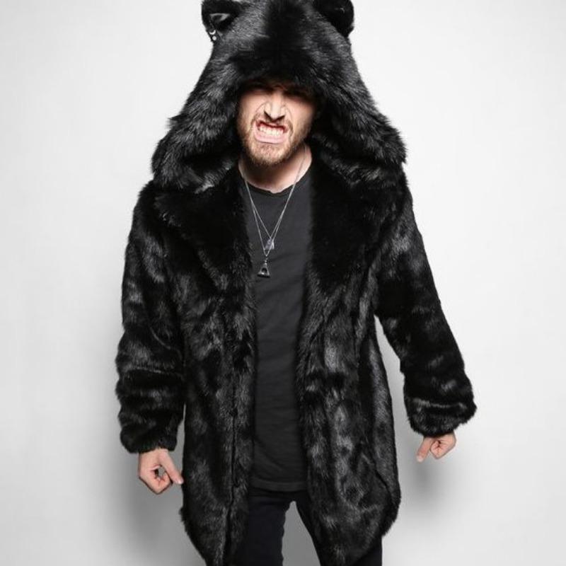 Ny Fuskepelskåpe Herre Vinter Casual Varm Minkkåpe Utendørs Hettekåpe Herre Høy Kvalitet Fuskepelskåpe