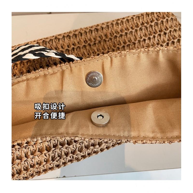 2025 New Style Light Leisure Vacation Straw Tote Bag Fashionable Commuting Large Capacity One-shoulder Beach Women