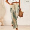Women High Waist Wide Leg Pants Abstract Geometric Fan Scale Print Loose Casual Long Trousers For Daily Wear