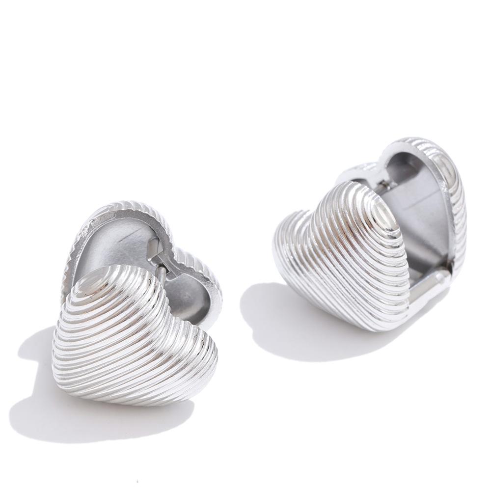 

Yhpup 14*14mm Minimalist Stainless Steel Round Heart Double-Sided Hoop Earrings Daily Versatile Wear Fashion Charm Jewelry Gift