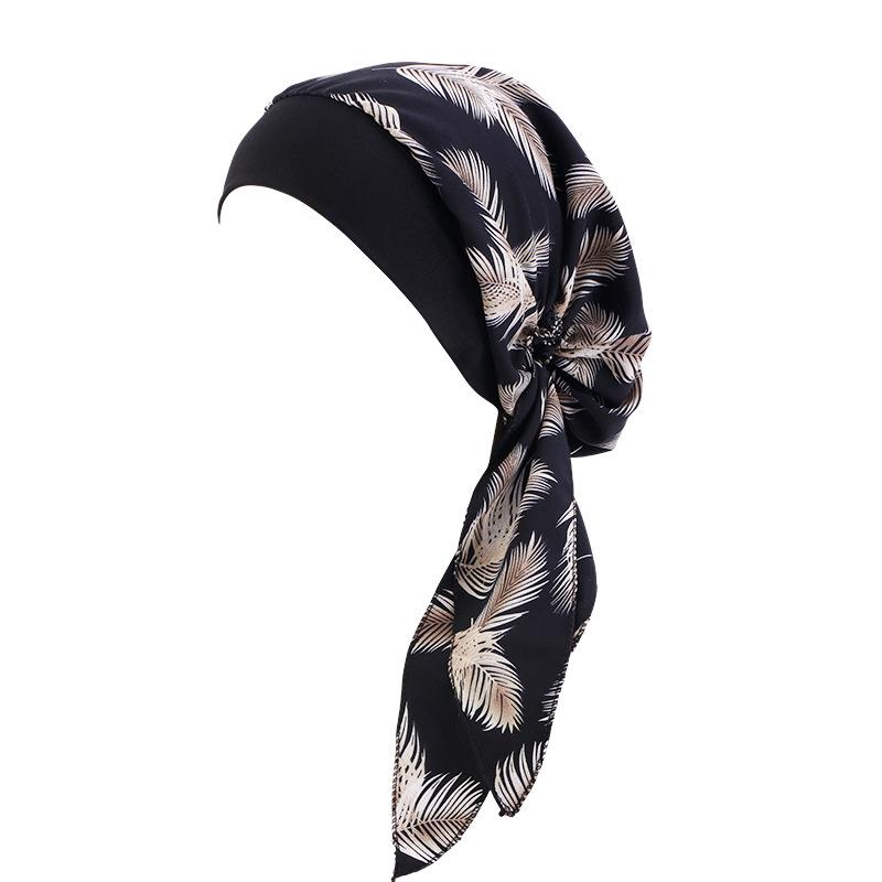 Ethnic Style Strap Headscarf Cap, Elastic Wide-Edge Streamer Headband Chemotherapy Cap Home Hat Jdt-329C