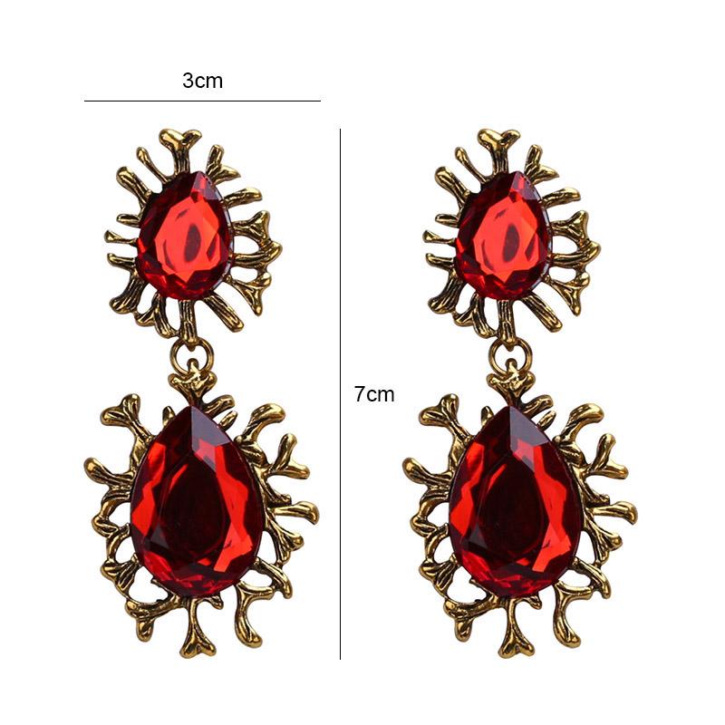 Cercei atârnători de culoare roșie pentru femei, cu pandantive din zirconiu simulat, cercei lungi pentru fete, temperament, cercei tip picătură în formă de inimă, zirconiu