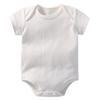 Baby Cotton Short Sleeve Romper For Newborns With Solid Color And Letter Print Design