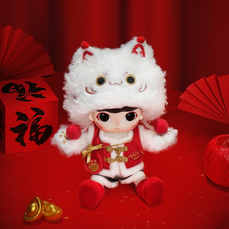New POP MART DIMOO Treasure Lucky Cat 2024 Year Of The Dragon New Year Edition Trendy Figures 14cm PPMT-2312-0064
