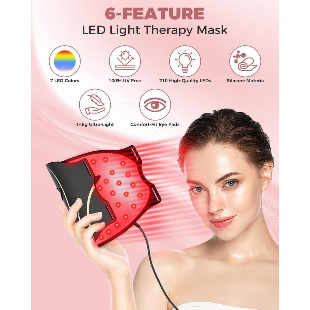 Red Light Therapy Mask for Face, LED Face Mask Light Therapy with Remote, Portable Infrared Light Therapy Skin Care Device with Timer Function