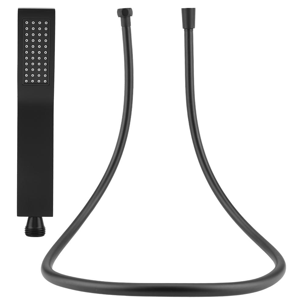 Matowa Czarna Mosiężna Kwadratowa Słuchawka Prysznicowa Ręczna Spryskiwacz Łazienkowy Rączka Prysznicowa z Wężem