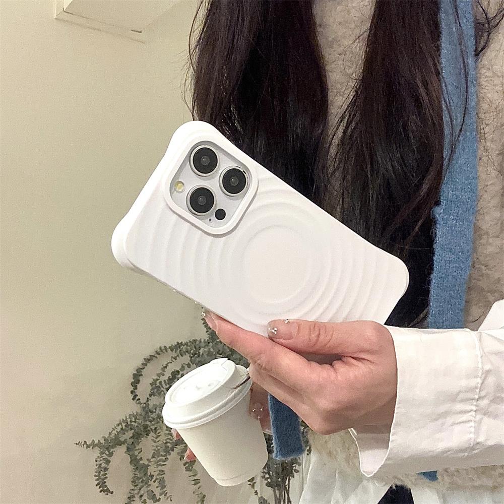 Ripple Pattern Shockproof For Magsafe Case For iPhone 15 14 13 12 11 Pro Max Plus Wave Magnetic Wireless Charger Cover