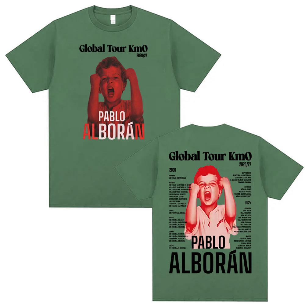 Pablo Alborn Global Tour Kmo 20262027 Double Sided Print Tee Shirt Unisex Women Fashion Retro Gothic Oversized Tshirt Streetwear