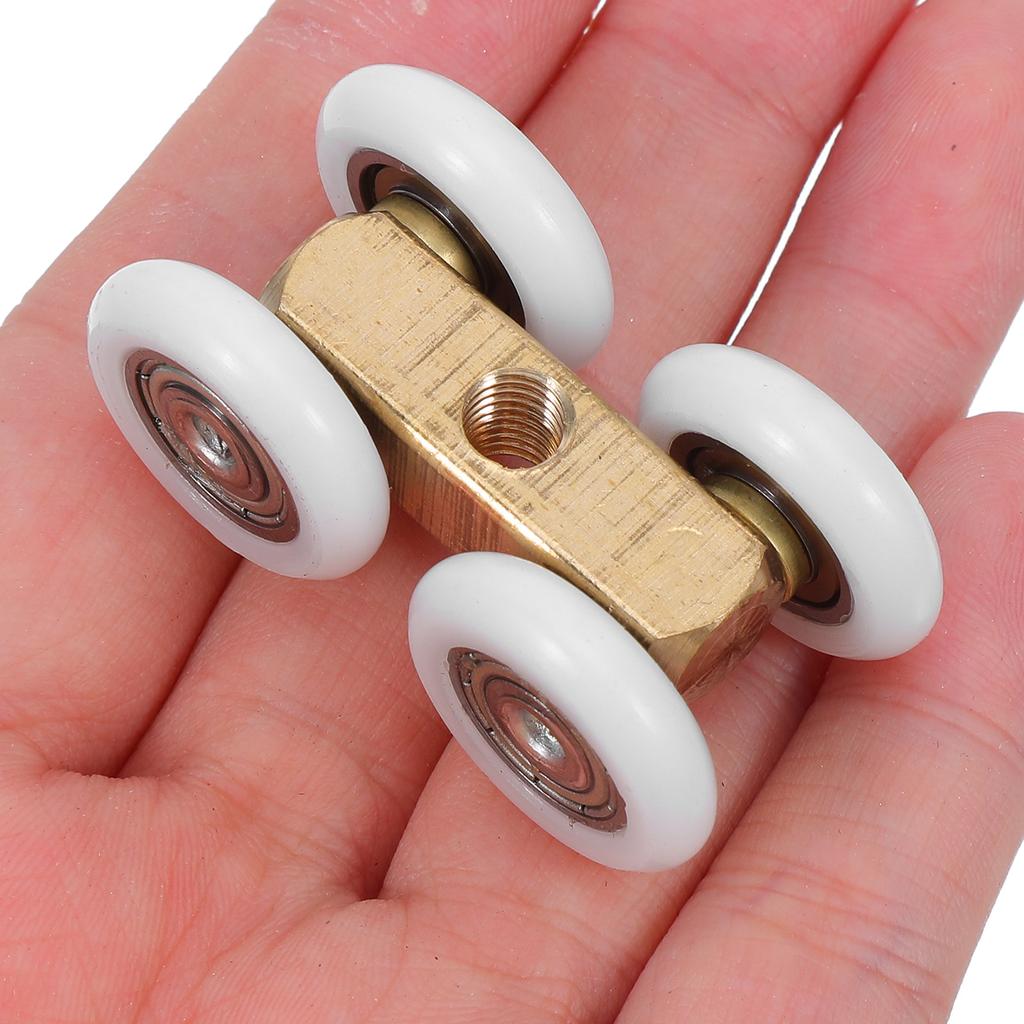 4Pcs Bathroom Glass Sliding Door Rollers Copper Bearing Shower Screen Wheel Replacement Smooth Sliding Shower Door Pulley