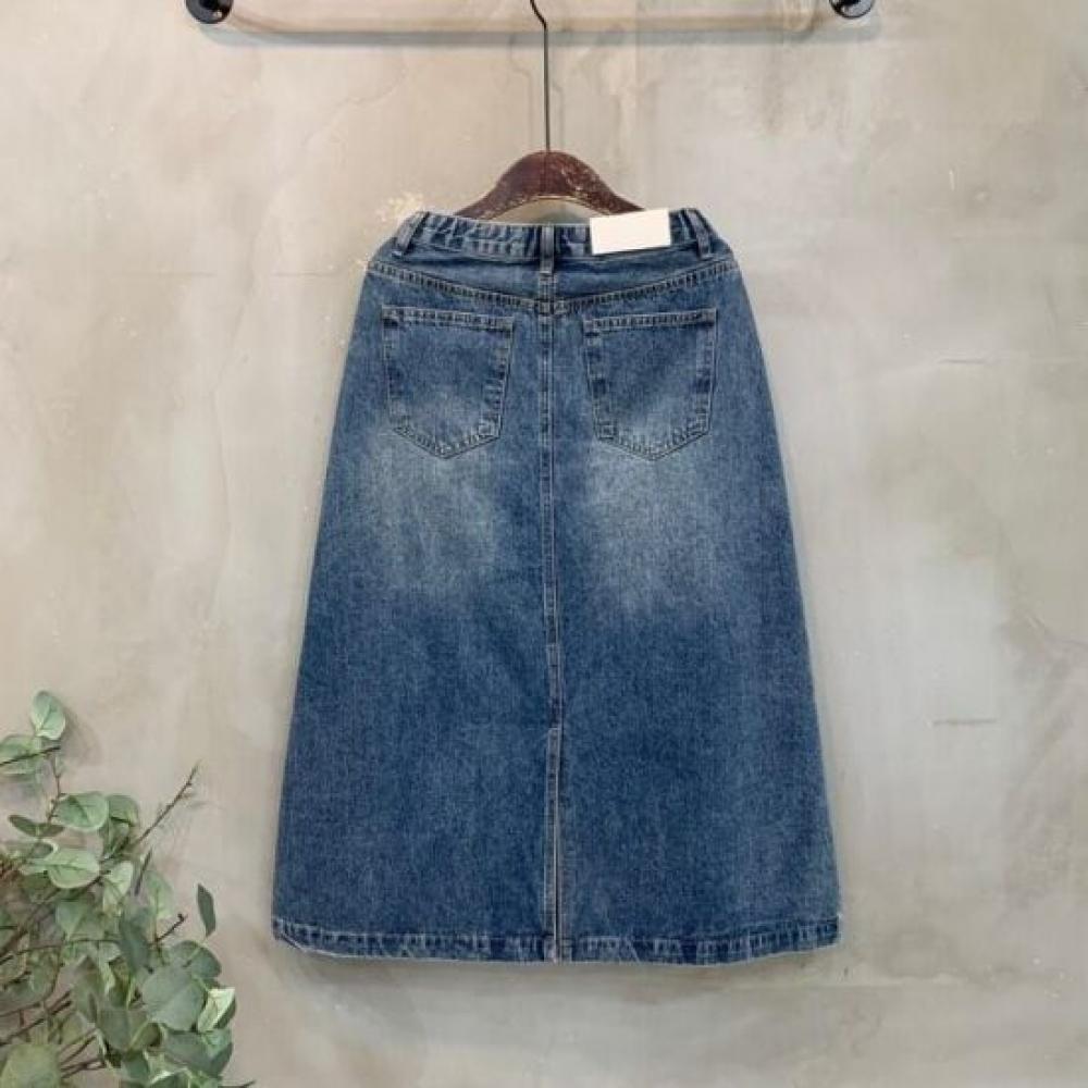C S In The Room Ykk Zipper Hidden bandIng waShed Split Denim Long Skirt 2 ColorS