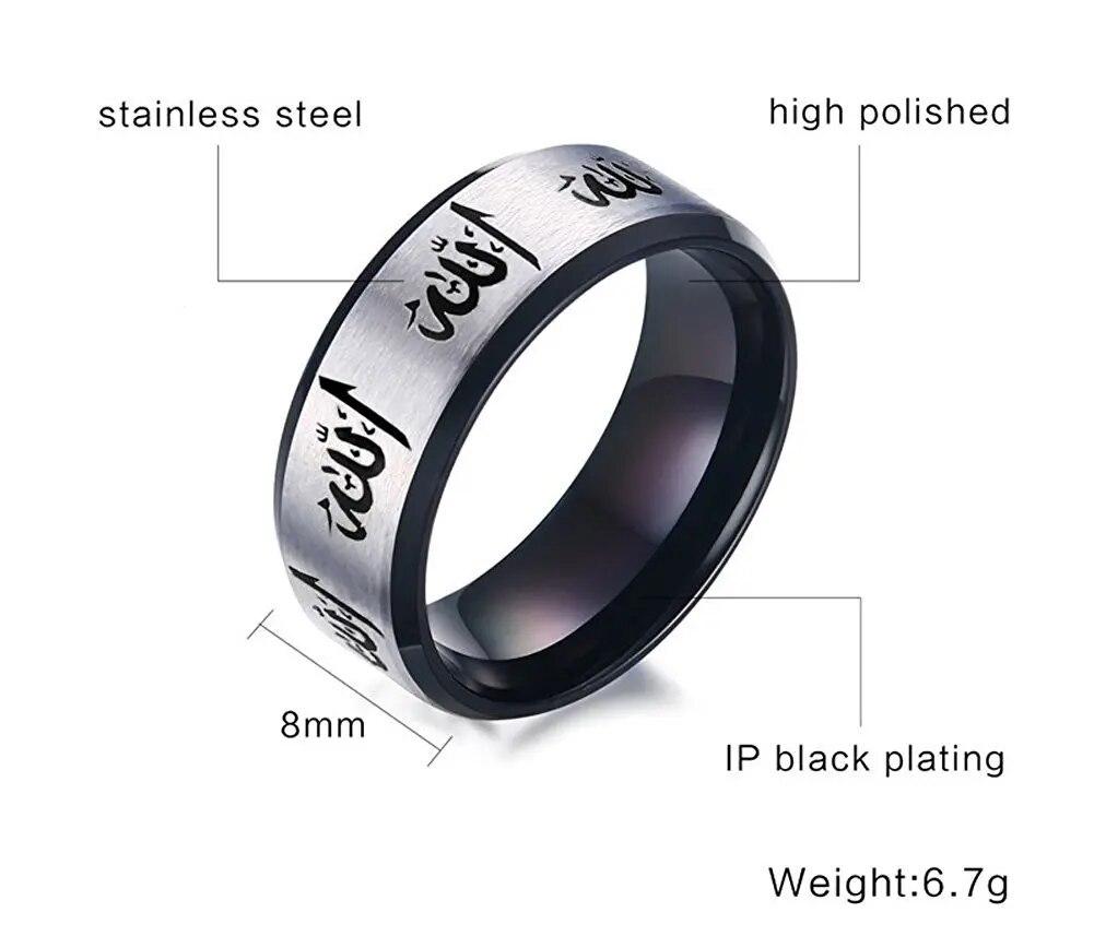 Fashion Stainless Steel Arabic Islamic Muslim Allah Rings For Men Women Muslim Religious Prayer Rings Retro Amulet Jewelry Gifts