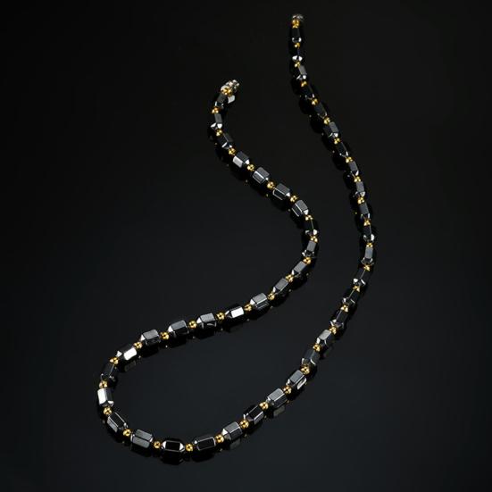 Women Men Fashion Artificial Hematite Hexagonal Prism Beads Magnetic Necklace