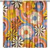 70S Flowers Curta Retro Colors Floral Groovy Vintage Colorful Blackout Window Drapes For Bedroom Living Room Kitchen Cafe