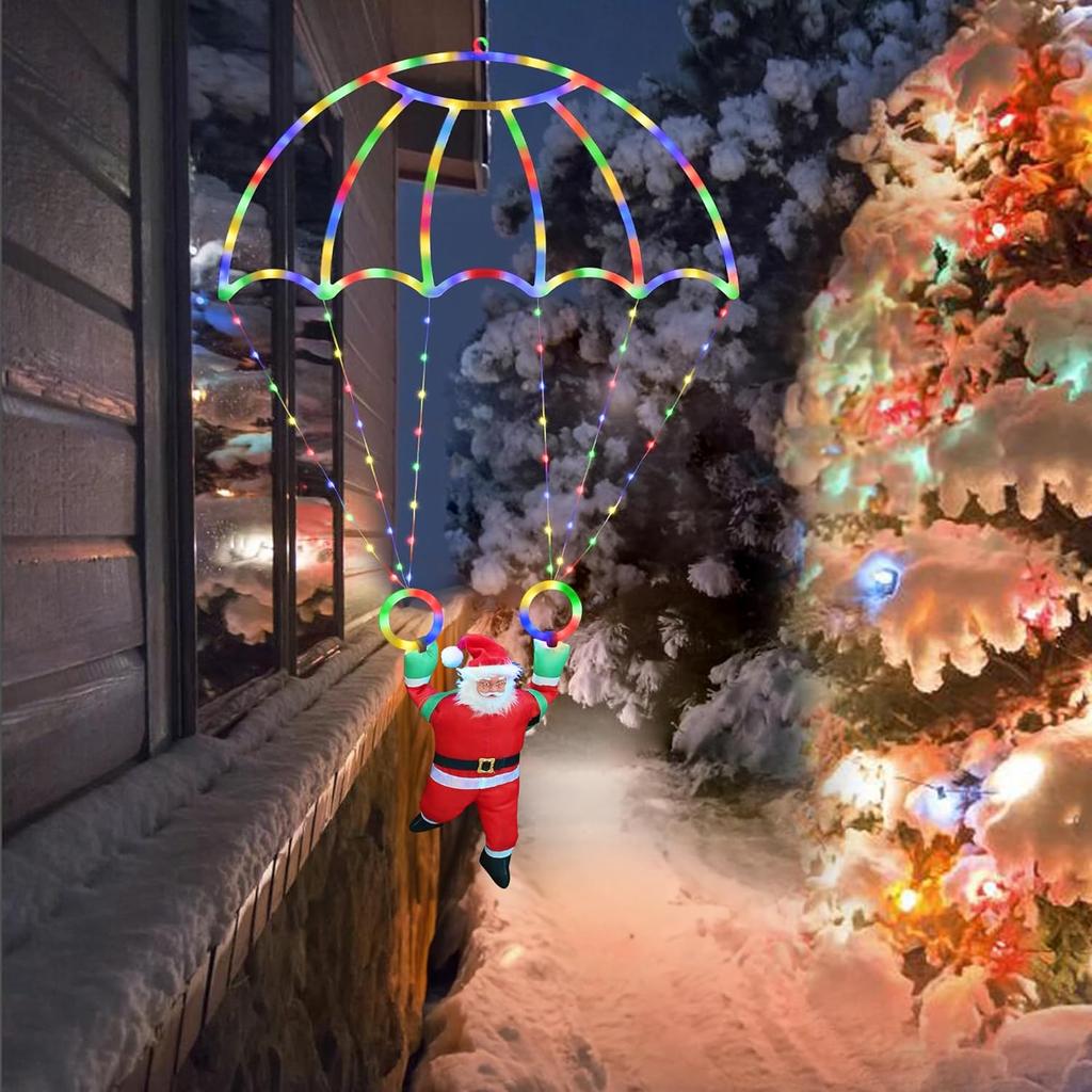 Kaufe Weihnachtsdekorationslichter Außen LED Weihnachts-Fallschirmlicht mit Weihnachtsmann 8 Modi Batteriebetrieben Hängende Weihnachtsbeleuchtung zum Preis ab 8.92