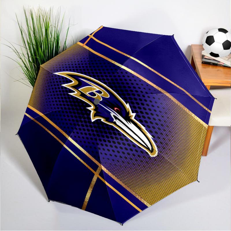 Football Ravens Logo Umbrella 8-Frame for Travel, Camping, Casual Lightweight Portable Umbrella, Essential for Every Family Holidays Gift