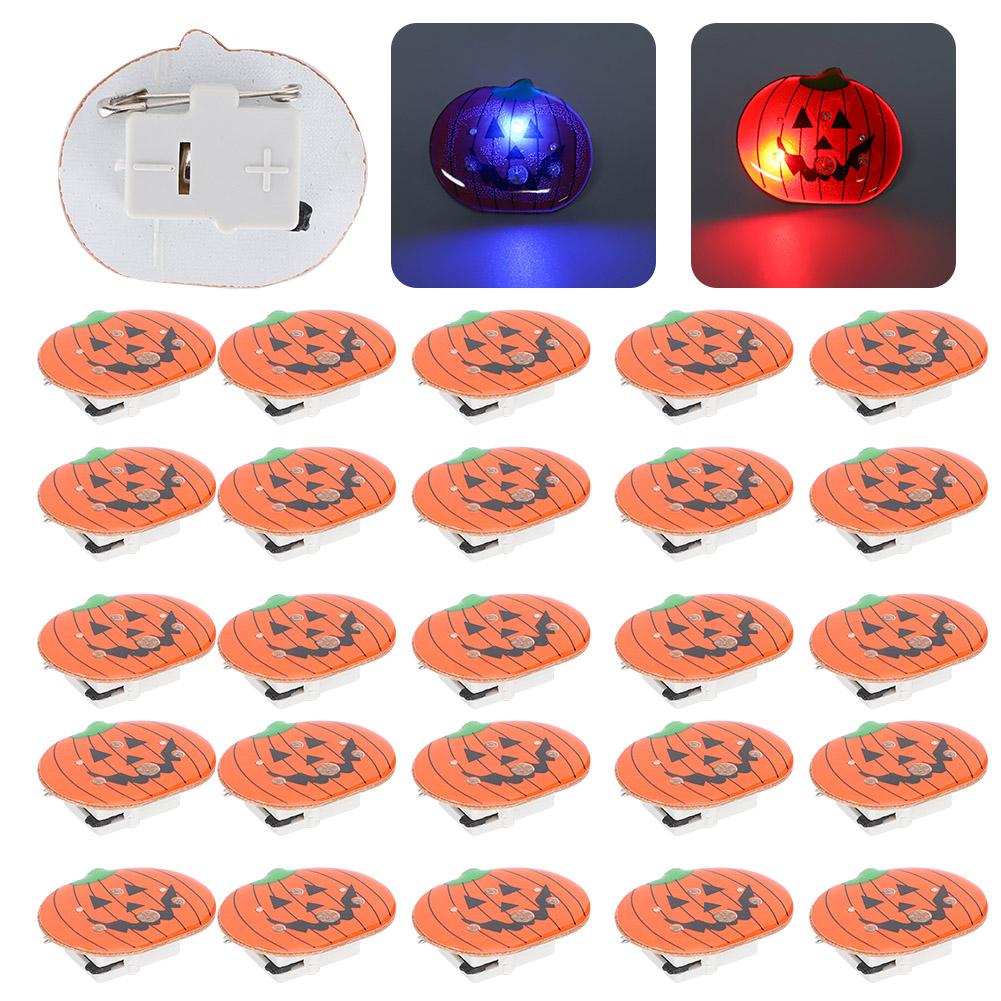 25Pcs Halloween Pumpkin‑Shaped Luminous Pin Festival Show Brooch DIY Costume Decoration