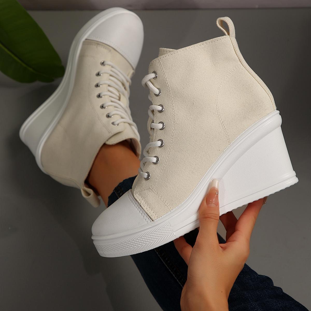 

Fashion Women Sneakers New Hidden Wedge Invisible Heel Canvas Shoes for Women Wedge Increased Casual Breathable Platform Sneakers Women 35