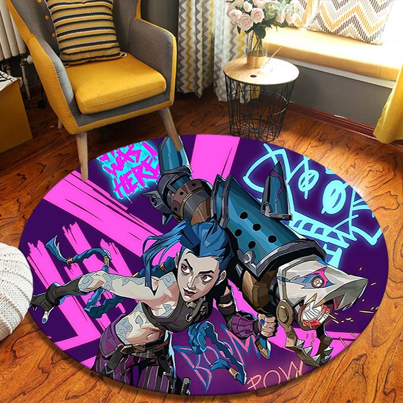 1Pc Anime Battle Flannel Round Rug Soft Non Slip Circular Office Carpet Floor Mat Bedroom Living Room Xmas Gift S1877