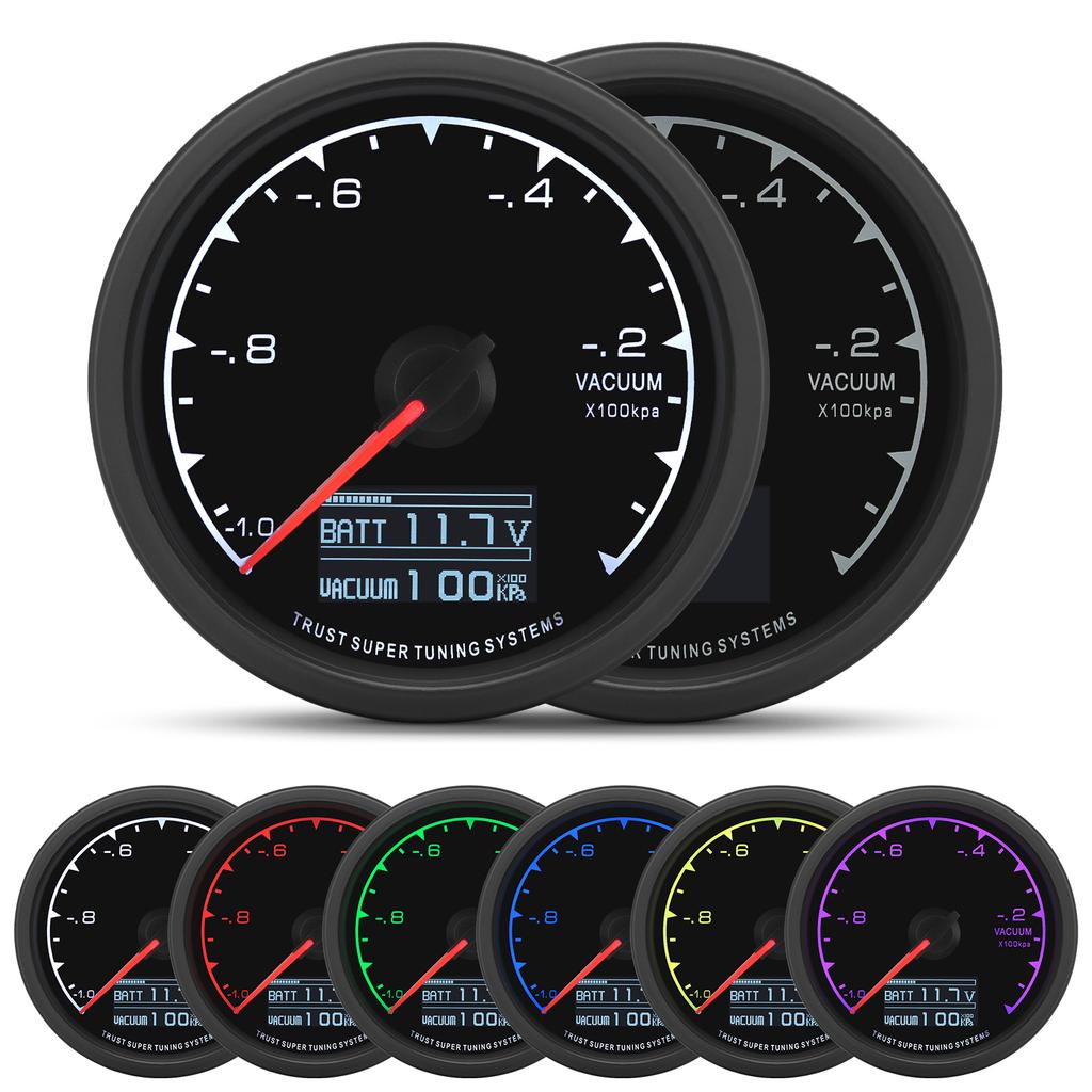 7 Colors LCD Car Racing Meter 60MM Vacuum Turbo Boost Water Temp Volt Oil Press Tachometer with Sensor for 4/6/8 Cylinder Cars