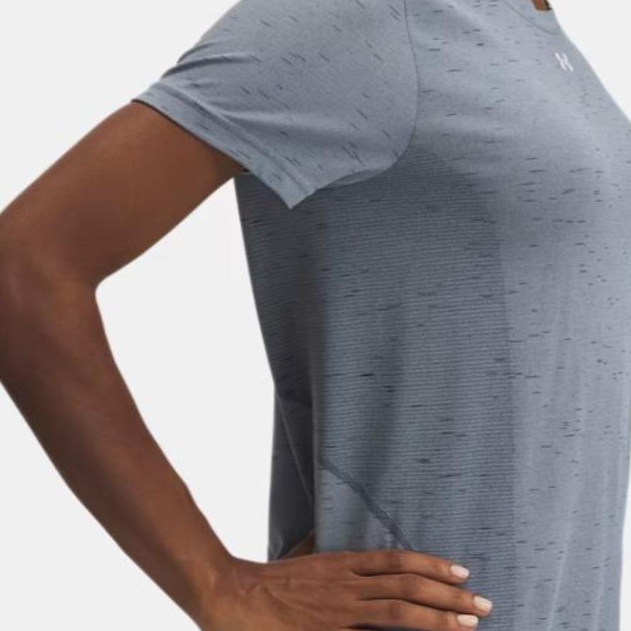 Under Armour Vanish Seamless Comfortable Fashionable Minimalist Solid Color Short Sleeve Regular T-Shirt Women Tops Gray Blue 1384406-466