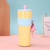 711ml Stainless Steel Tumbler with Straw & Handle, Insulated Thermal Mug for Car Office Travel hot water bottles thermos coffee