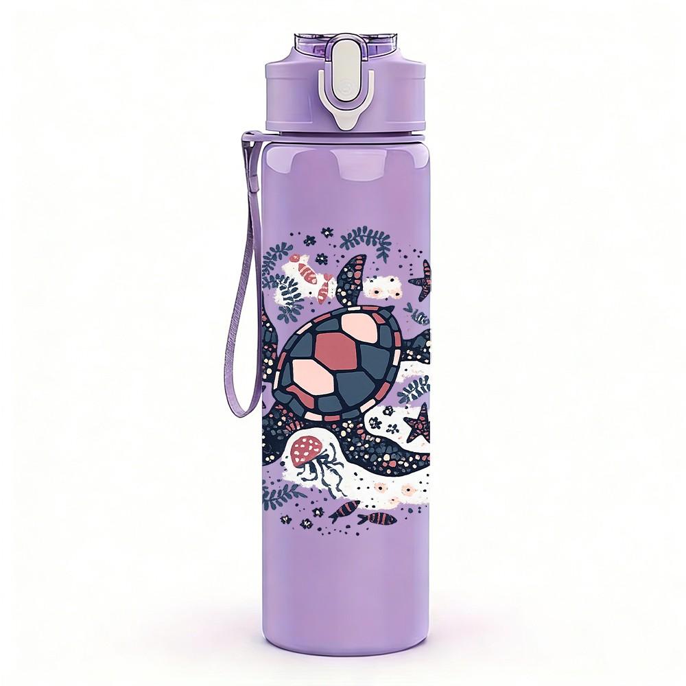 1PC Spider Web Skull Circular Art Print 750ml Color Plastic Sports Water Bottle Leakproof Flip Straw Lid Suitable for Sports Office Home Use