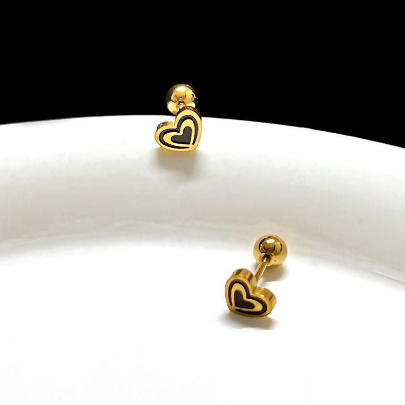 Titanium Steel Heart & Four-Leaf Clover Stud Earrings - Elegant, Versatile, Mori-Style Fashion for Women