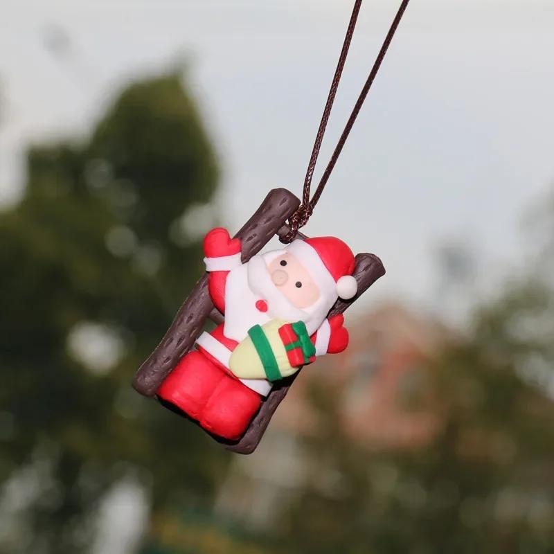 Cute Santa Claus Decoration Car Hanging Ornaments Auto Rearview Mirror Pendant Swinging Automobile Interior Styling Accessories